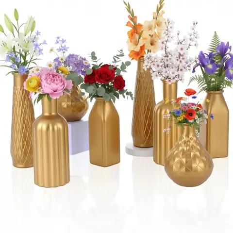 8 Pack Gold Glass Vases,… — Photo 1