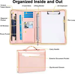 Portfolio Binder, 3-Ring Vegan Leather… — Photo 2