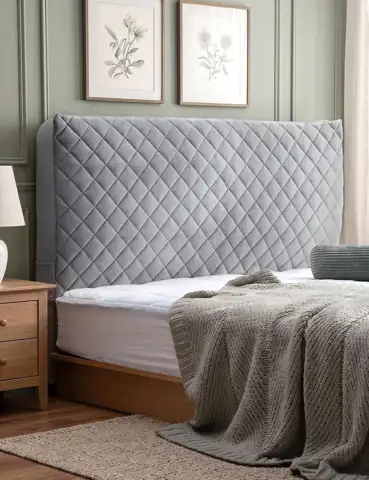 Velvet Headboard Slipcover - Stretch… — Photo 1