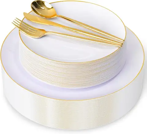 I00000 150 Gold Plastic Plates,… — Photo 1