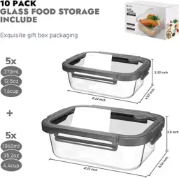 10-Pack Glass Storage Containers with… — Photo 2