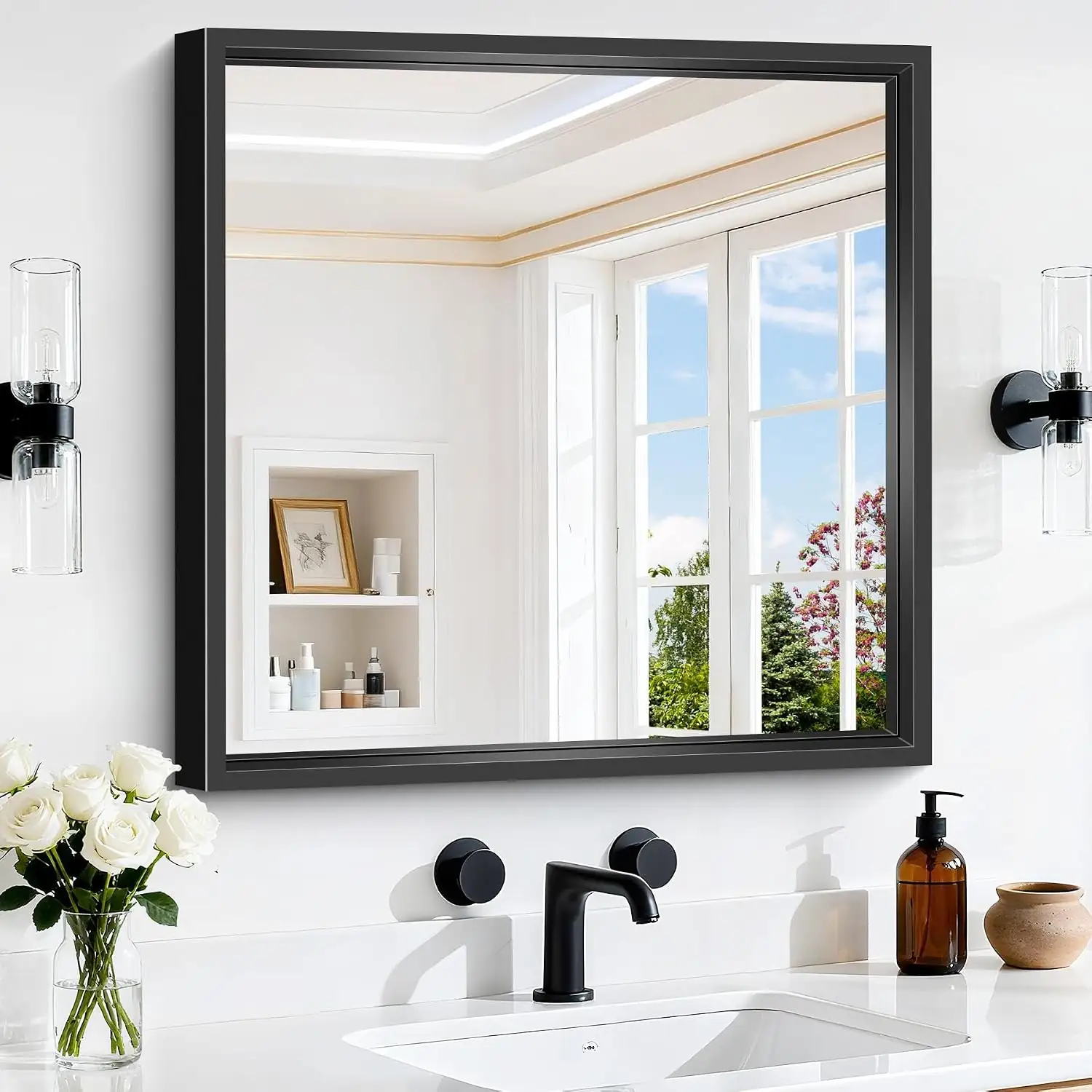 24x24 Black Square Mirror for… — Photo 1