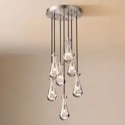 7-Light Nickel Glass Raindrop Chandelier… — Photo 1