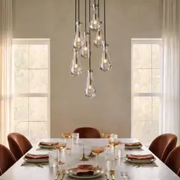 7-Light Nickel Glass Raindrop Chandelier… — Photo 2