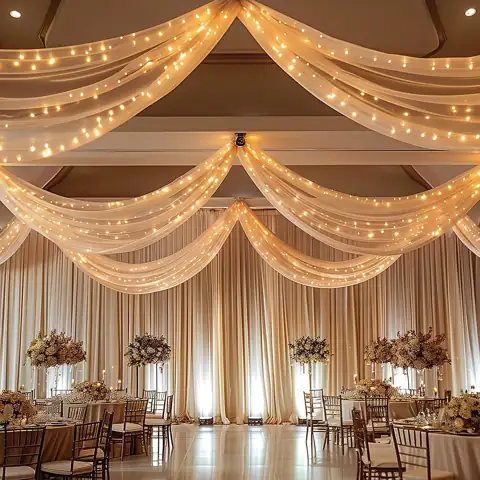 Dark Champagne Ceiling Drapes with… — Photo 1