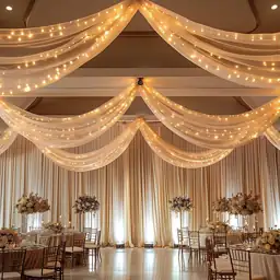 Dark Champagne Ceiling Drapes with… — Photo 1