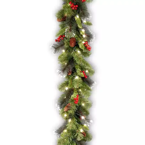 9-ft. Pre-Lit Glitter Bristle, Pinecones… — Photo 1