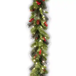 9-ft. Pre-Lit Glitter Bristle, Pinecones… — Photo 1