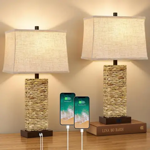 GyroVu Rattan Table Lamps Set… — Photo 1