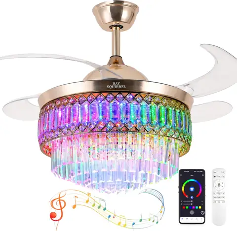 Retractable Crystal Ceiling Fan, Remote… — Photo 1