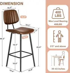 Raynesys 29-Inch Leather Bar Stools… — Photo 2