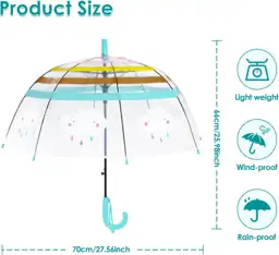 decalsweet Kids Umbrella Clear Bubble… — Photo 2
