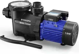 Aquastrong 1.5HP In/Above Ground Pool Pump with Timer, 115V, 8100 GPH ...