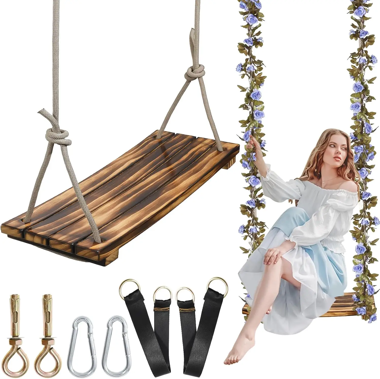 2026 Upgraded Large Wooden Swing… — Photo 1