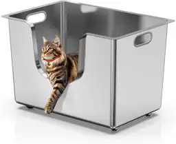 Enclosed Stainless Steel Cat Litter… — Photo 1