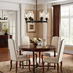 6-Light Black Chandelier 24.6" Black… — Photo 2