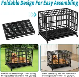 Indestructible Folding Dog Crate with… — Photo 2