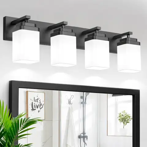 Matte Black 4-Light Bathroom Vanity… — Photo 1