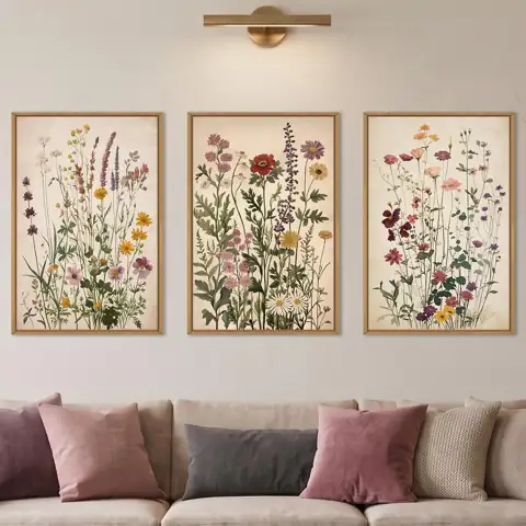 Ausril Vintage Wildflower Watercolor Framed… — Photo 1