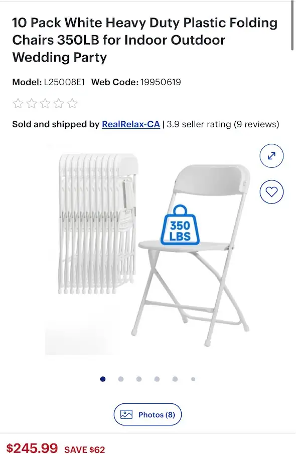 10 Pack White Heavy Duty… — Photo 1