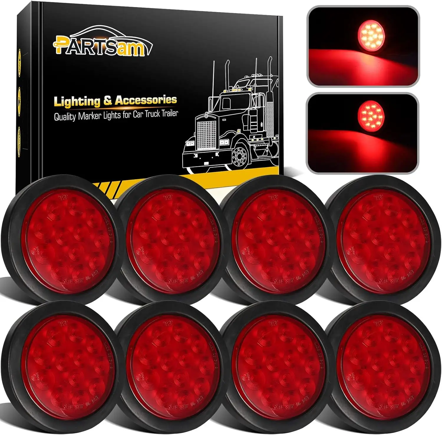Partsam 8Pcs 4" Red LED… — Photo 1
