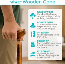 Vive Wooden Walking Stick Cane… — Photo 2