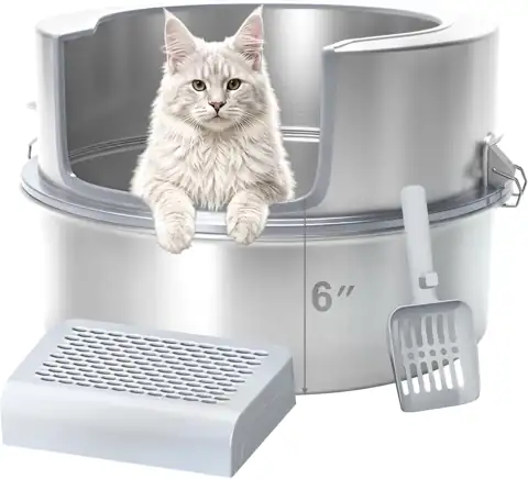 Round Stainless Steel Cat Litter… — Photo 1