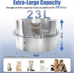 Round Stainless Steel Cat Litter… — Photo 2