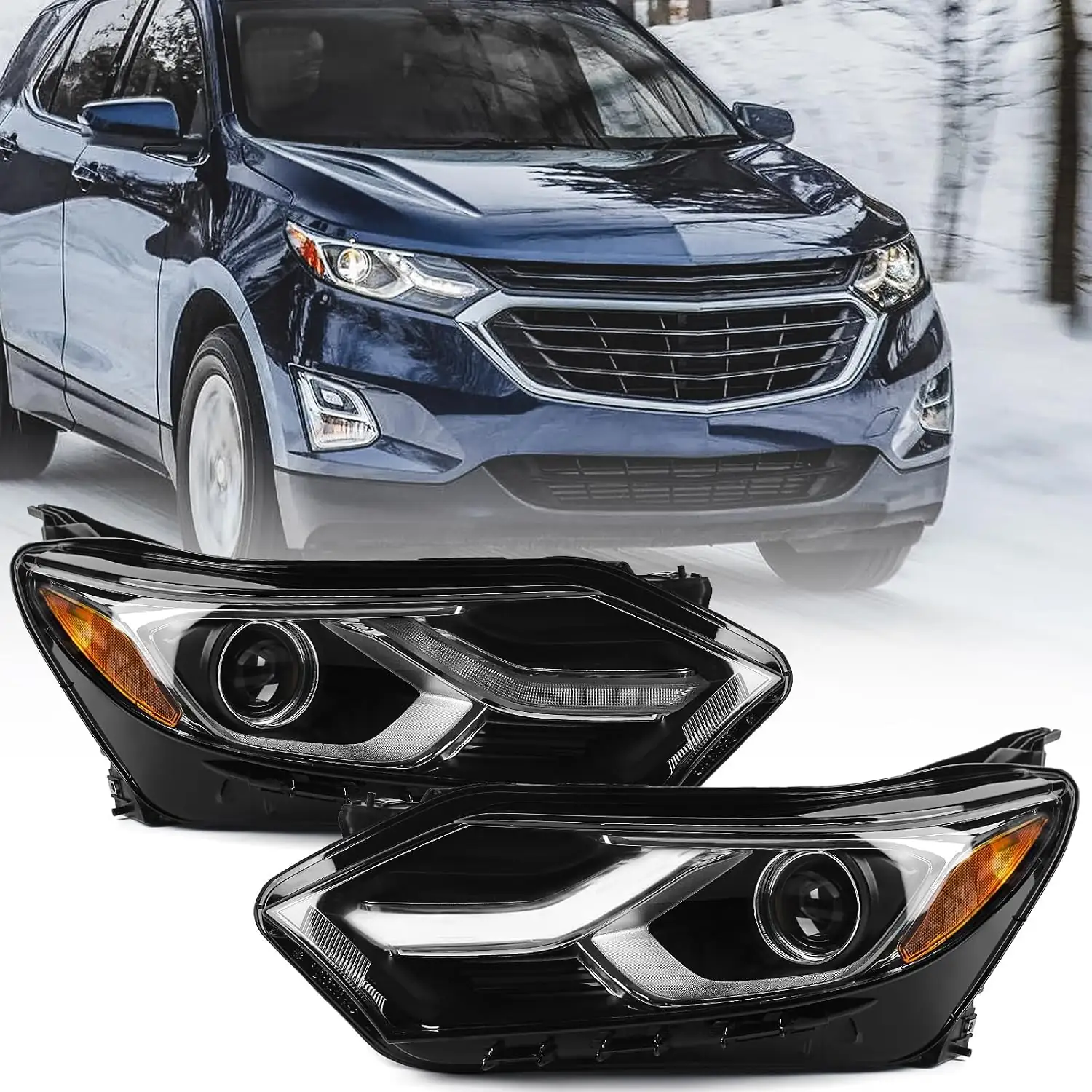 Halogen Sign In FIONE Halogen Headlights Assembly for Chevy Equinox 2018 2019 2020 2021 ...