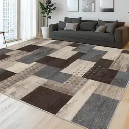 Modern Geometric Patchwork Indoor Blue… — Photo 1
