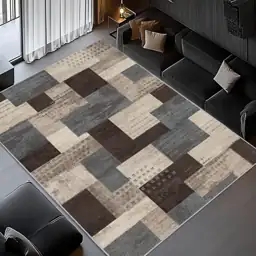 Modern Geometric Patchwork Indoor Blue… — Photo 2