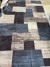 Modern Geometric Patchwork Indoor Blue… — Photo 3