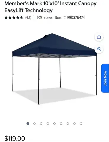 Member's Mark 10'x10' Instant Canopy… — Photo 1