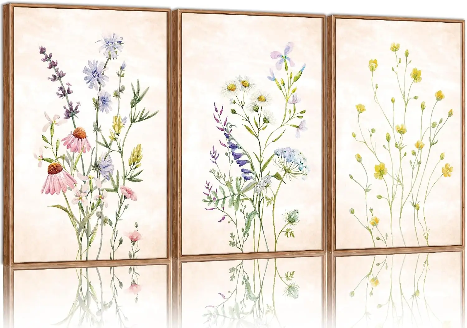 SIGNINART Watercolor Wildflower Framed Canvas… — Photo 1