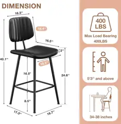 Raynesys 24-Inch Leather Bar Stools… — Photo 2