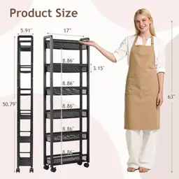6-Tier Slim Rolling Storage Cart with Wheels, Narrow Kitchen Spice Rack ...