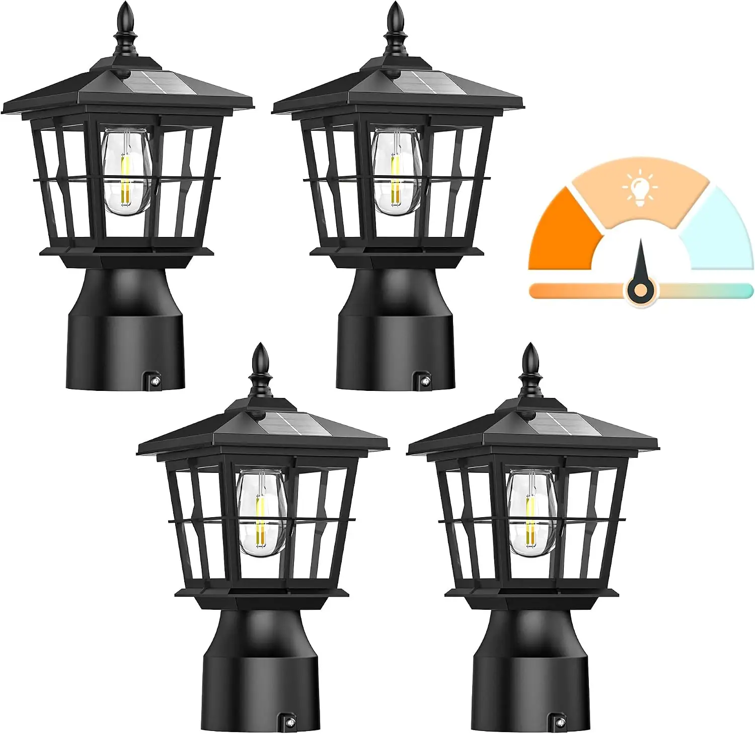 Triangle With Flashlight Sign APONUO Solar Lamp Post Light, 3-Color Temp, Dusk to Dawn, Waterproof ...