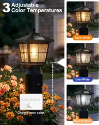 APONUO Solar Lamp Post Light, 3-Color Temp, Dusk to Dawn, Waterproof ...