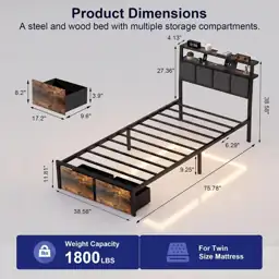 Twin Bed Frame with Storage… — Photo 2