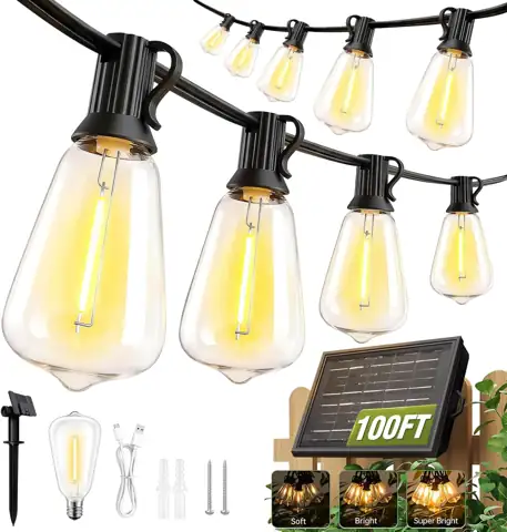 100ft Solar String Lights Outdoor… — Photo 1