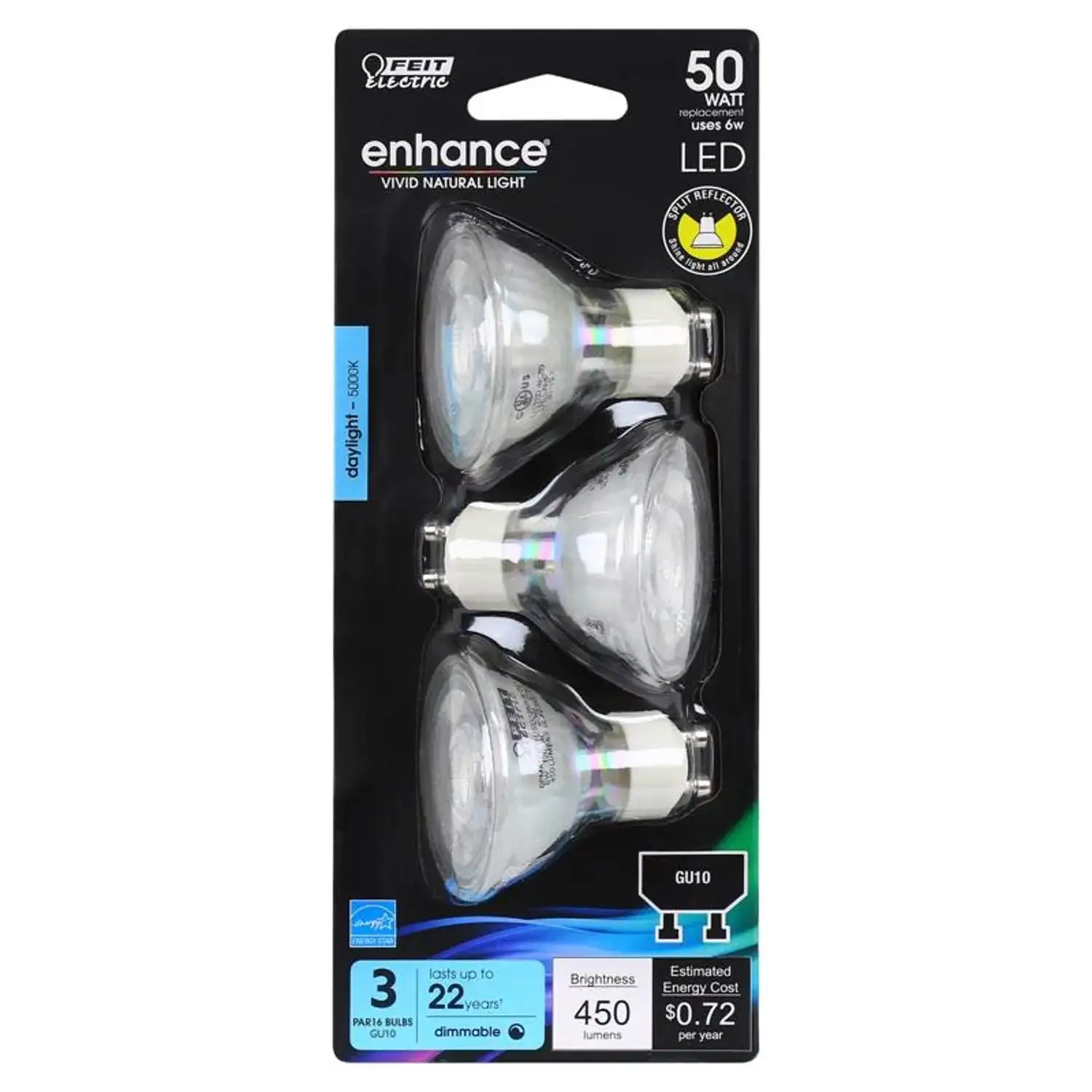 Typical Led Current Feit Enhance MR16 GU10 LED Bulb Daylight 50 Watt Equivalence 3 pk (Qty ...