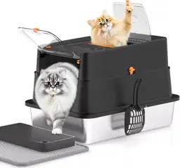 Stainless Steel Litter Box with… — Photo 1