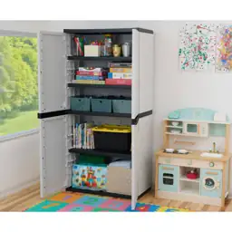 HDX Premium One 35 in. W x 71.7 in. x 18.5 in. D 4-Shelf Resin ...
