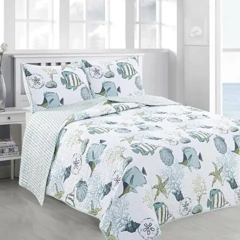 Multi-Colored Coastal & Fish Themed… — Photo 1