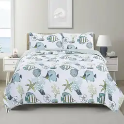 Multi-Colored Coastal & Fish Themed… — Photo 2