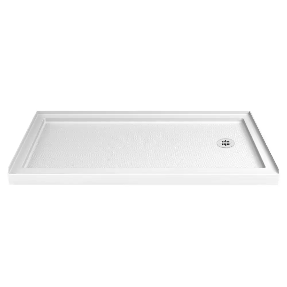 SlimLine 60 in. x 32 in. Single Threshold Shower Pan Base in White with ...