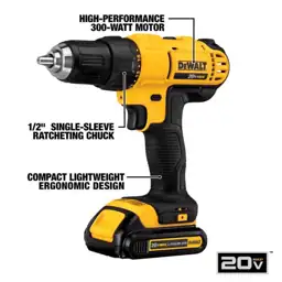 DeWalt 20V MAX 1/2 in. Brushed Cordless Compact Drill Kit (Battery ...