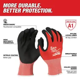 X-Large Red Nitrile Level 1 Cut Resistant Dipped Work Gloves (12-Pack ...