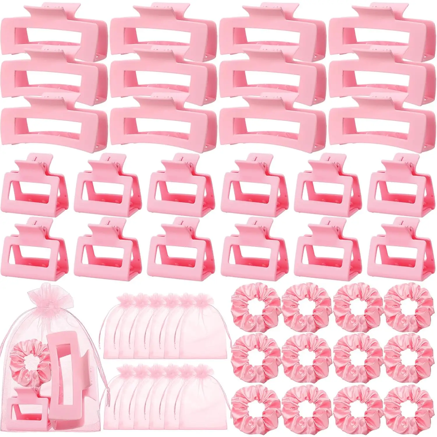 24 Pcs Pink Hair Claw… — Photo 1