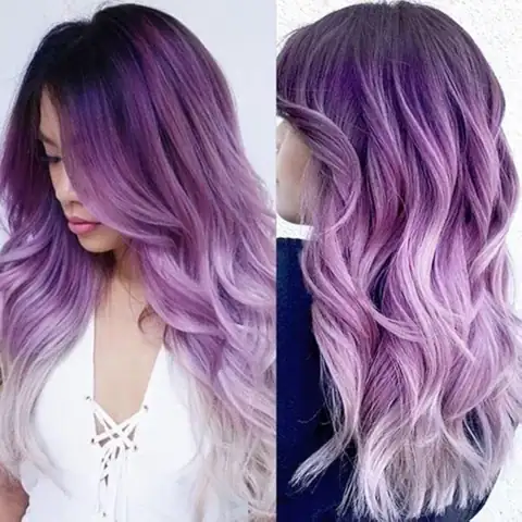 Long Curly Wavy Ombre Purple… — Photo 1